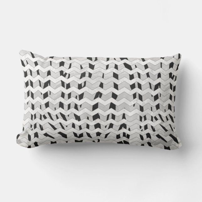 Cheveron Tiger Black and White Print Lumbar Pillow (Front)