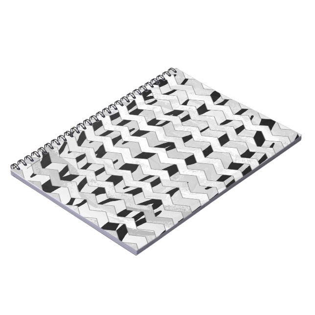 Cheveron Tiger Black and White Print Notebook (Left Side)