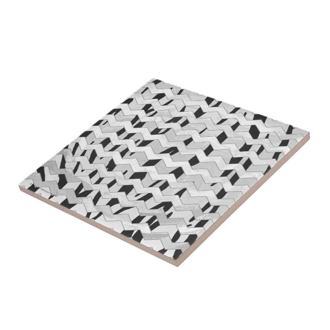 Cheveron Tiger Black and White Print Tile (Side)