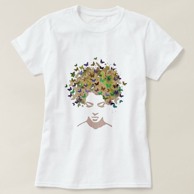 Cheveux de T-shirt de papillons (Design devant)