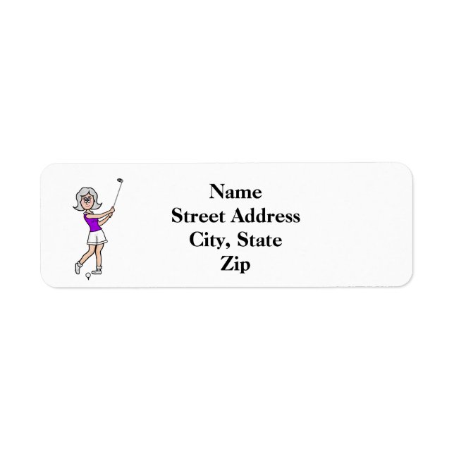 Cheveux gris Femme Golfeuse Adresse de retour Étiq (Devant)