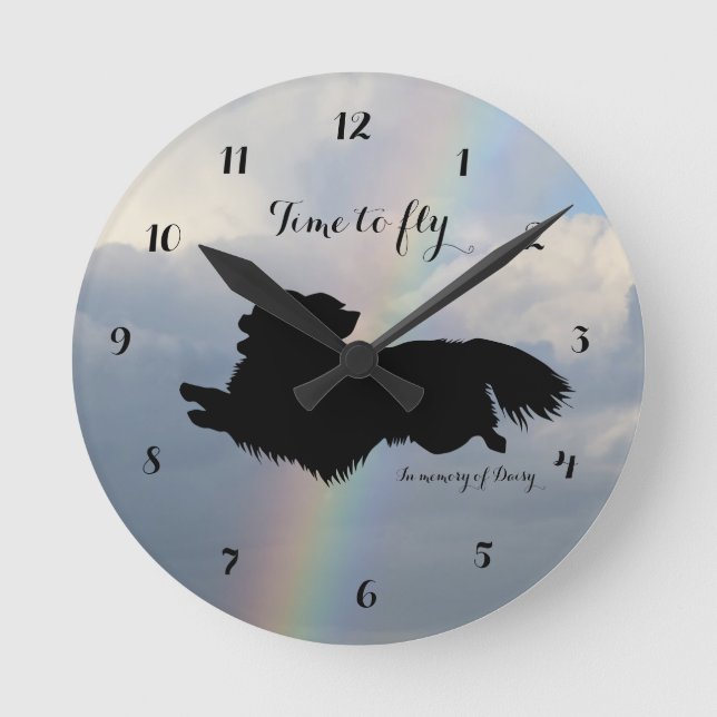 Cheveux longs Chihuahua Remembrasser Horloge mural (Recto)