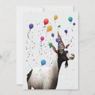 Chèvre avec Casquette de fête Carte de voeux plat