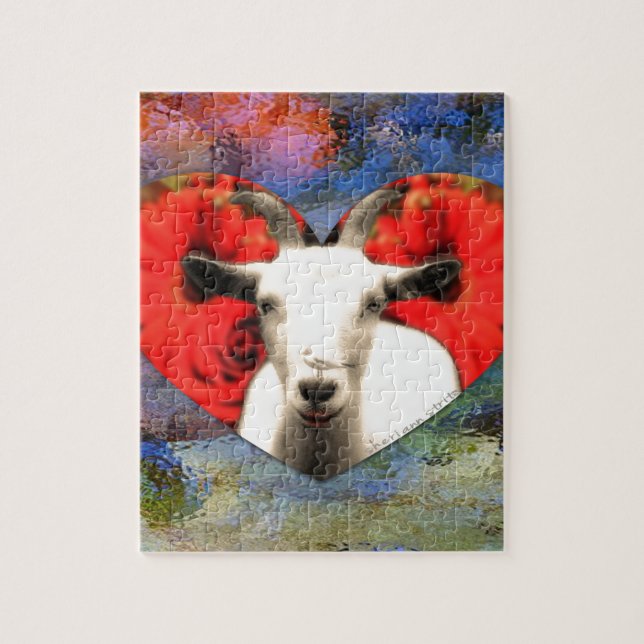 Chèvre avec le puzzle de coeur (Vertical)