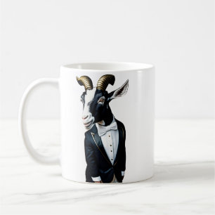 chèvre dans une tasse de café de smoking