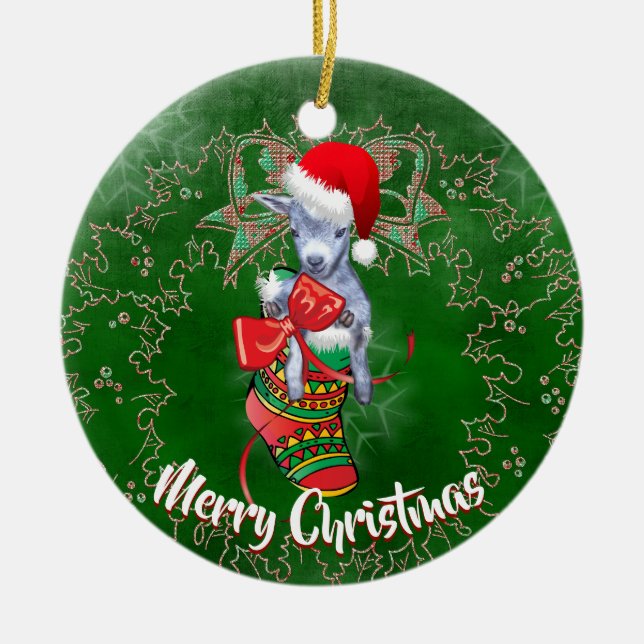 Chèvre de bébé mignonne en stock ornement de Noël (Devant)