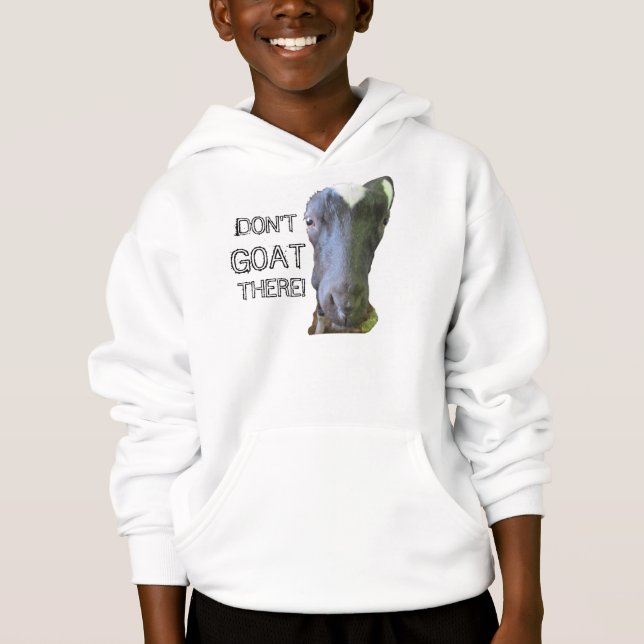 Chèvre "N'Y ALLEZ PAS" Enfants Sweatshirt à capuch (Devant)