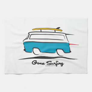 Chevrolet Corvair Greenbrier Gone Surfing Kitchen Towel