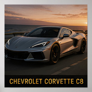 Chevrolet Corvette C8 Modern American Sports Car Poster