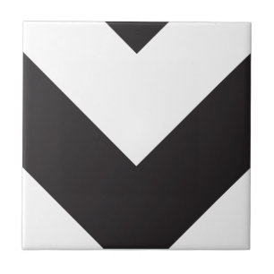 Chevron 1 Black and White Tile