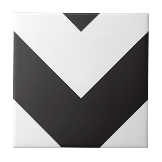 Chevron 1 Black and White Tile (Front)
