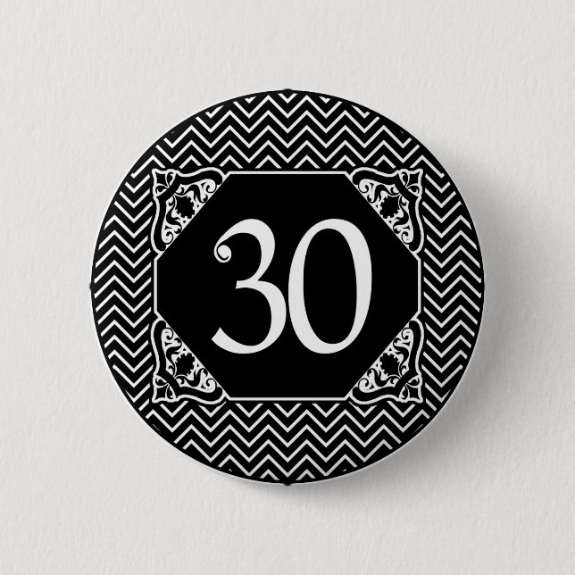 Chevron 30th Birthday 2 Inch Round Button (Front)