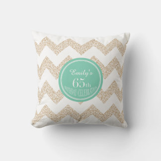 Chevron 65th Birthday Celebration Pillow with name
