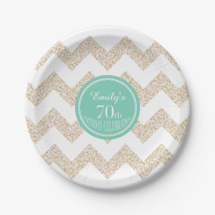 Chevron 70th Birthday Paper Plate Choose Colour