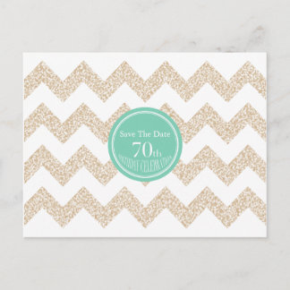 Chevron 70th Birthday Save the Date Choose Colour  Announcement Postcard