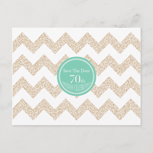 Chevron 70th Birthday Save the Date Choose Colour  Announcement Postcard (Front)