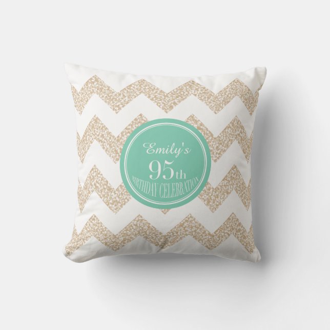 Chevron 95th Birthday Celebration with Name Pillow (Front)