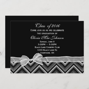 Chevron and Bow Graduation Invitation