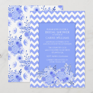 Chevron and Flowers Bridal Shower Invitation