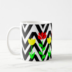 Chevron and Flowers Modern Floral Mug