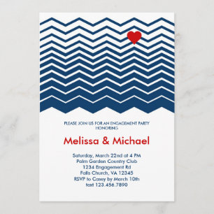 Chevron and Heart Engagement Party Invitation