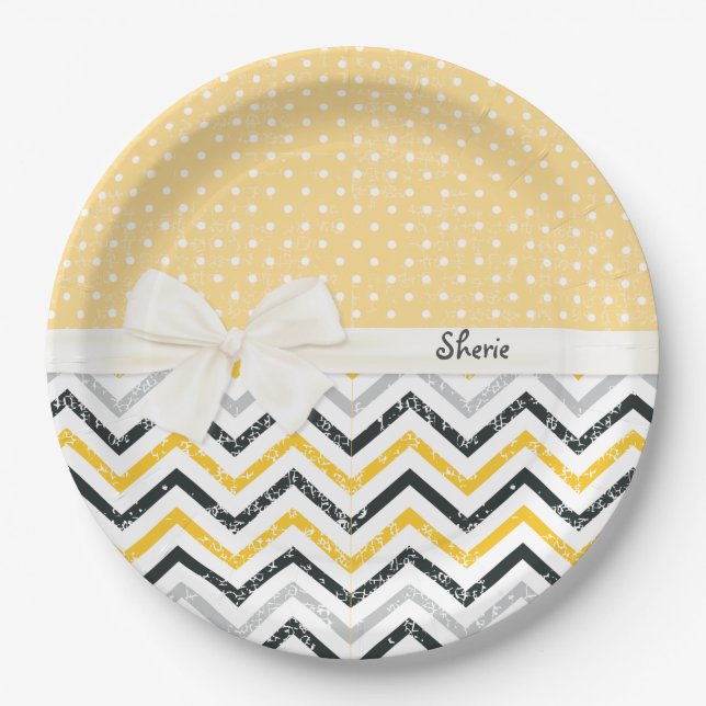 Chevron and Polka Dots Paper Plate (Front)