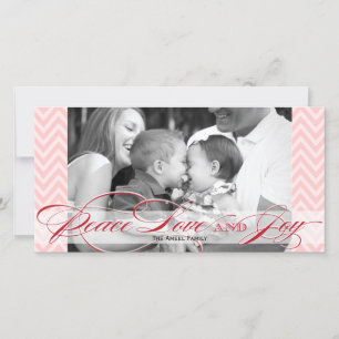 Chevron and Script Holiday Photo Card