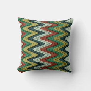 Chevron and Wavy Stripes Pattern Throw Pillow