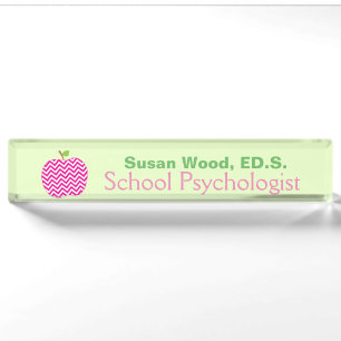 Chevron Apple School Psychologist Name Plate