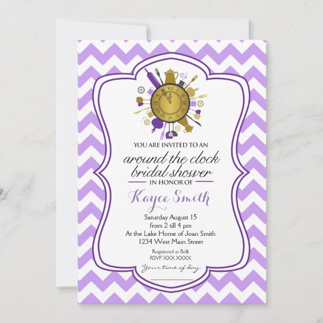 Chevron Around the Clock Bridal Shower Invitation (Front)