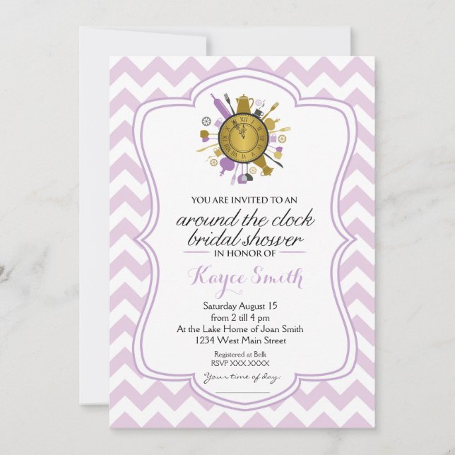 Chevron Around the Clock Bridal Shower Invitation (Front)