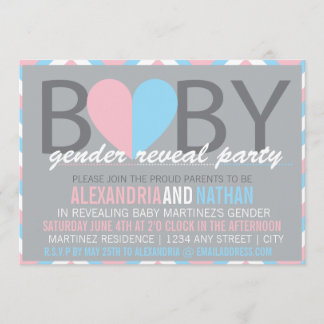 Chevron Baby Gender Reveal Party Invitation