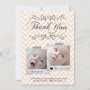 Chevron Baby Photos Thank You Note Cards