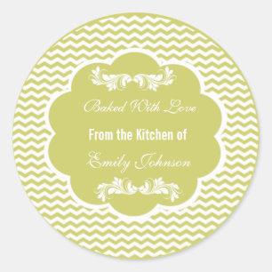 Chevron Baked With Love Stickers Gift Tags Étique