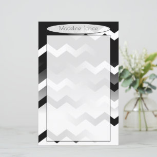 Chevron Black and White Stationery for Handwriting