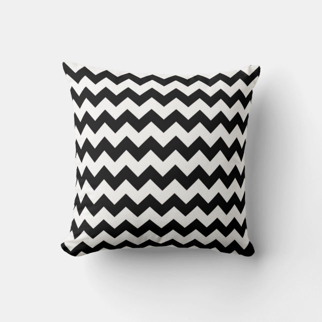 Chevron Black And White Throw Pillow (Front)