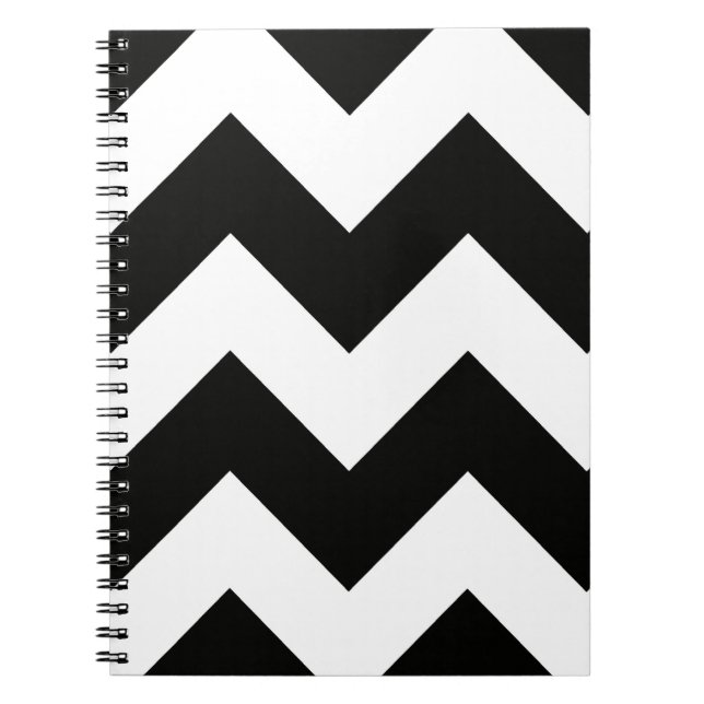 Chevron (Black & White) Customizable Notebook (Front)