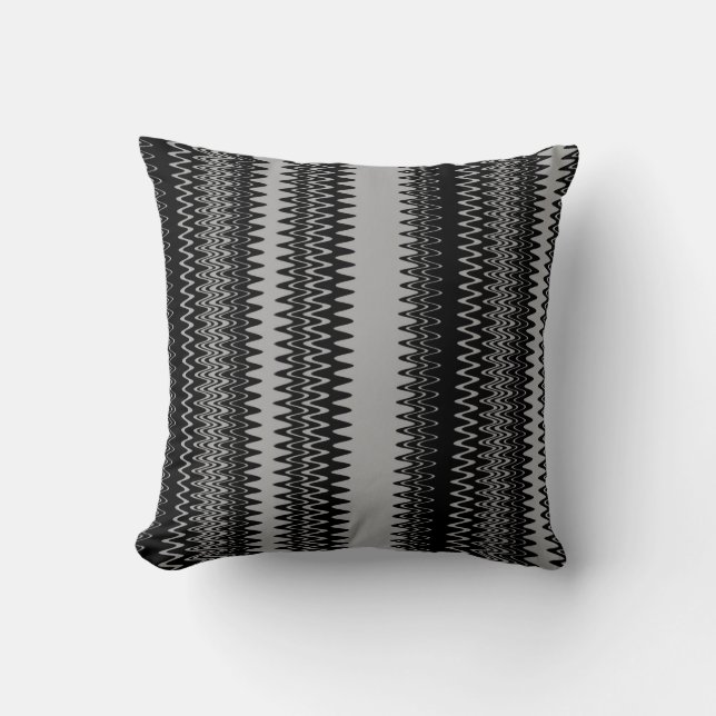 Chevron Black Zigzag Stripes Art Design Abstract Throw Pillow (Front)