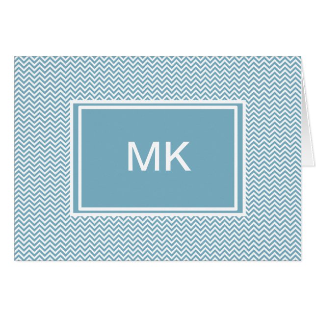 Chevron bleu avec Monogramme (Devant horizontal)