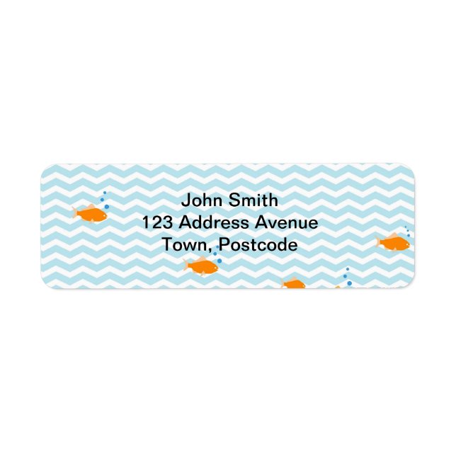 Chevron bleu Whimsical avec poisson or (Devant)