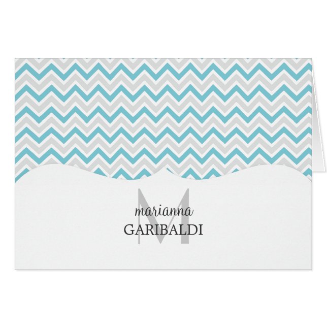 Chevron Blue and Modern Personalized (Front Horizontal)