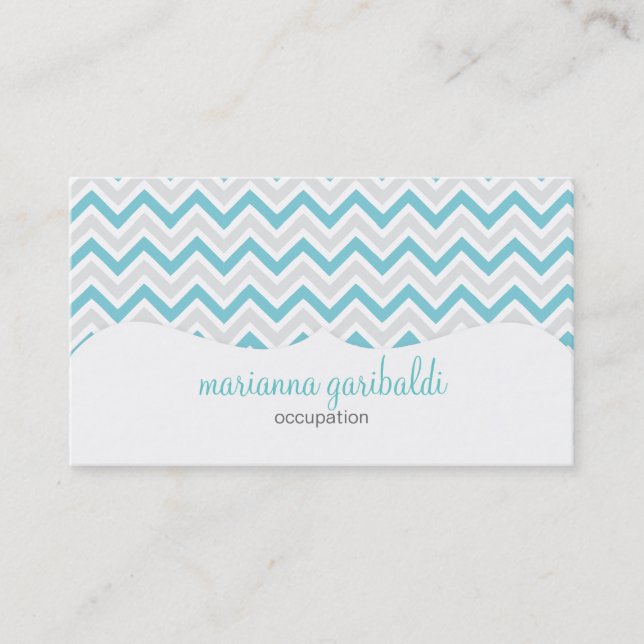 Chevron Blue and Modern Personalized Business Card (Front)