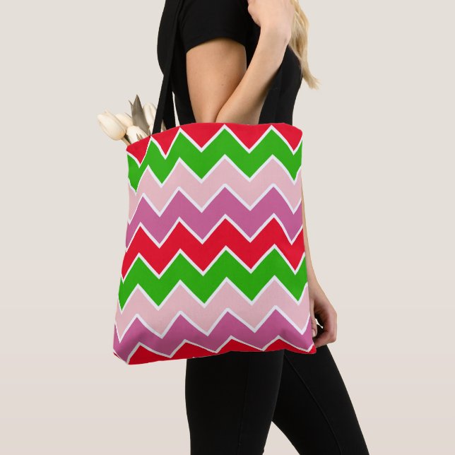 Chevron Bold Colourful Pattern Texture Tote Bag (Close Up)