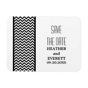 Chevron Border Save the Date Magnet, Ebony Magnet