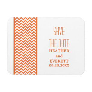 Chevron Border Save the Date Magnet, Orange Magnet