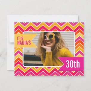 Chevron bright photo 30th birthday party invite