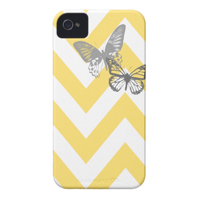 Chevron Butterflies Iphone Case | Yellow Grey (Back)
