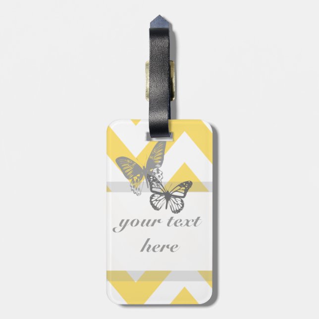 Chevron Butterflies Luggage Tag (Back Vertical)