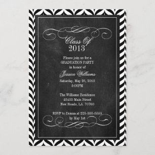 Chevron Chalkboard Graduation Invitation