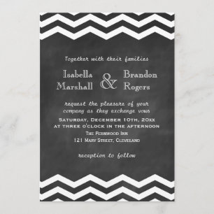 Chevron Chalkboard Wedding Invitation
